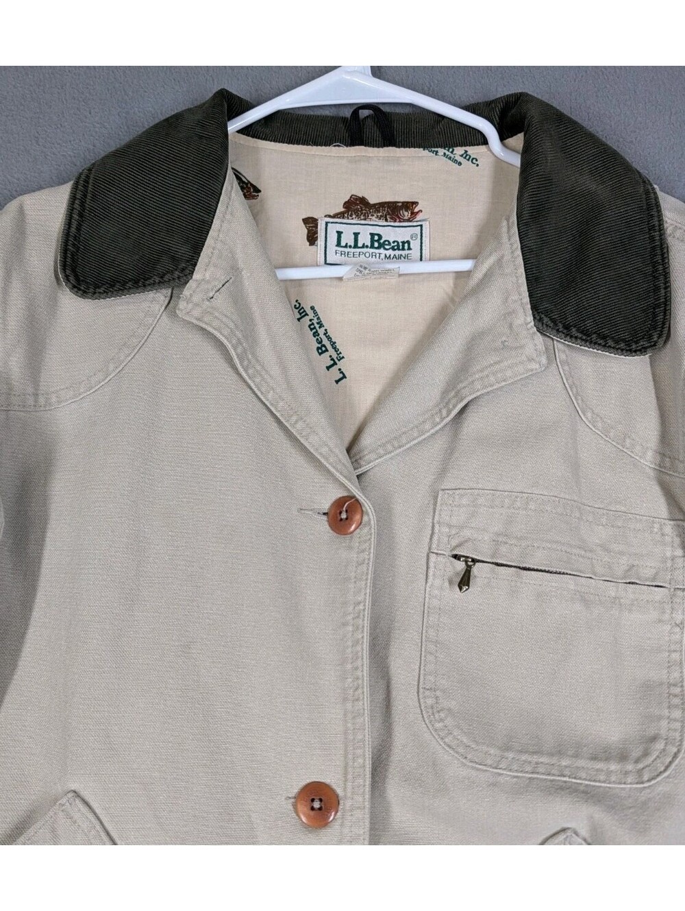 LL Bean Womens M Tan Vintage USA Chore Barn Jacket Hunting Fish Game Lined Field